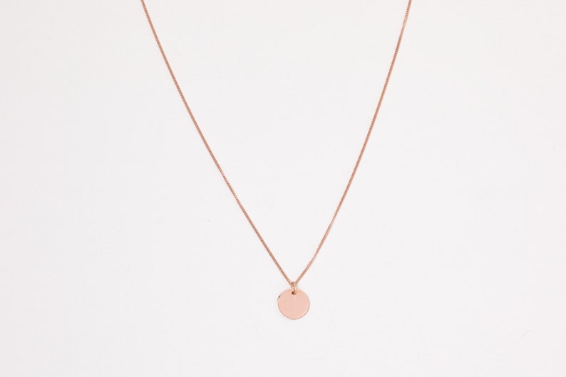 Golden Disc Necklace Sterling Silver Disc Ring Circle Coin Golden Necklace Rosé