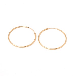 A Pair of very fine Sterling Silver Hoops Differerent Sizes Earrings 925 Silver Thin hoops Golden Or Rosegolden Hoops 画像 7