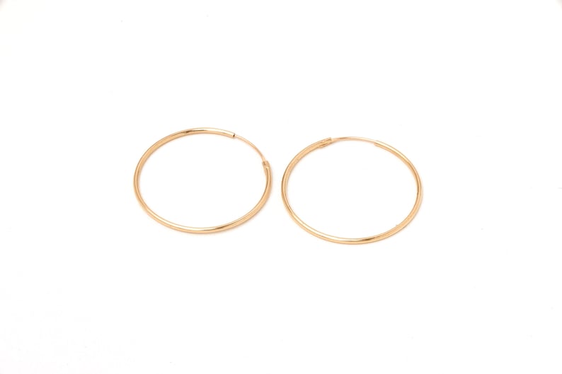 A Pair of very fine Sterling Silver Hoops Differerent Sizes Earrings 925 Silver Thin hoops Golden Or Rosegolden Hoops 画像 7