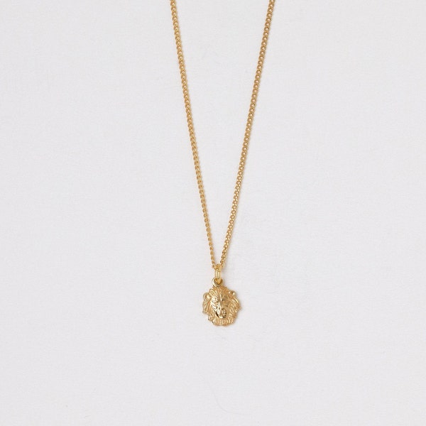 Golden Leo Necklace Disc Lion Jewelry Tiger Lionhead Golden Chain Starsign