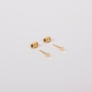 1 Pair of Tiny Discs Minimal Golden Mini Studs 2mm, 3mm or 4mm Disc Gold Plated Studs Earrings Circle Golden Disc