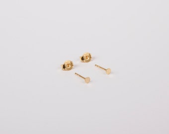 1 Pair of Tiny Discs Minimal Golden Mini Studs 2mm, 3mm or 4mm Disc Gold Plated Studs Earrings Circle Golden Disc