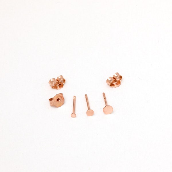 Set of 3 Teeny Tiny  dot studs  Small Studs Disc Earstuds Rosegold Silver 925 Silver Rose Gold Plated Circle layering