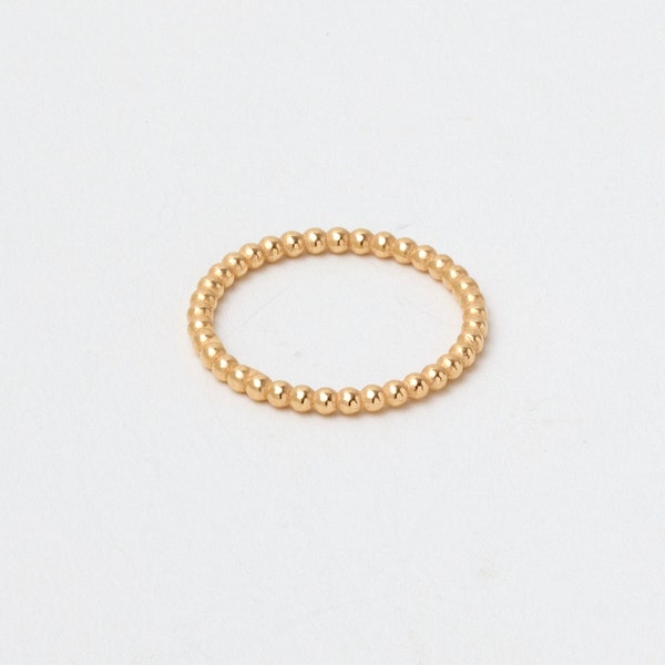 Anillo de bolas anillo apilable anillo de apilamiento oro 925 plata o anillo de perlas rosadas bolas perlas anillo de plata anillo de plata de ley anillo de bolas
