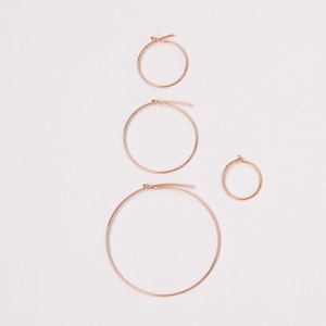 A Pair of very fine Sterling Silver Hoops Differerent Sizes Earrings 925 Silver Thin hoops Golden Or Rosegolden Hoops 画像 9