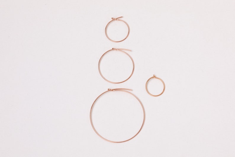 A Pair of very fine Sterling Silver Hoops Differerent Sizes Earrings 925 Silver Thin hoops Golden Or Rosegolden Hoops 画像 9