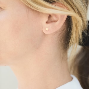 A  Pair of tiny golden triangle studs Triangle Earstuds Sterling Silver Studs Earrings Studs Earrings
