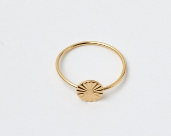 Anillo dorado punto punto placa anillo placa anillo dorado anillo de plata de ley en plata u oro anillo apilable