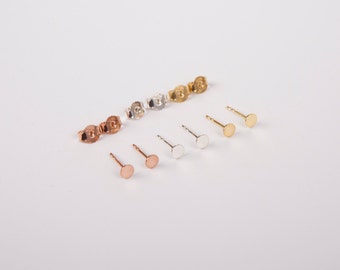 Mini Dot Ohrstecker Plättchenohrstecker Winzige Goldene Studs Mini Studs Roségoldene oder Silberne Pünktchenstecker 2, 3 oder 4mm