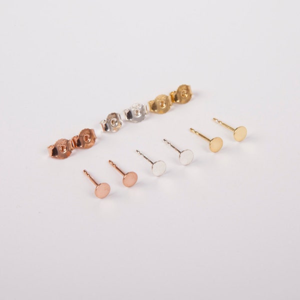 Mini Dot Ohrstecker Plättchenohrstecker Winzige Goldene Studs Mini Studs Roségoldene oder Silberne Pünktchenstecker 2, 3 oder 4mm