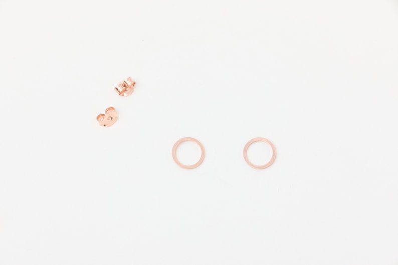 Pair of Golden Hoops Studs Circle Earstuds Sterling Gold Studs Earrings Studs Rosé