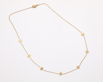 Golden star chain Silver chain many star stars Star chain Gold chain Star jewelry necklace