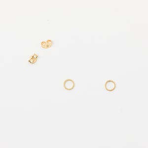 Pair of Golden Hoops Studs Circle Earstuds Sterling Gold Studs Earrings Studs image 2