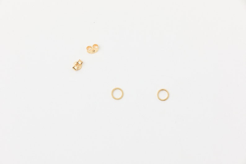 Pair of Golden Hoops Studs Circle Earstuds Sterling Gold Studs Earrings Studs image 2