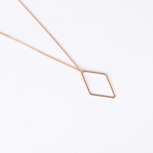 Long golden Diamond Necklace Rhombus Necklace Triangle Rosegolden Necklace Minimal Gold