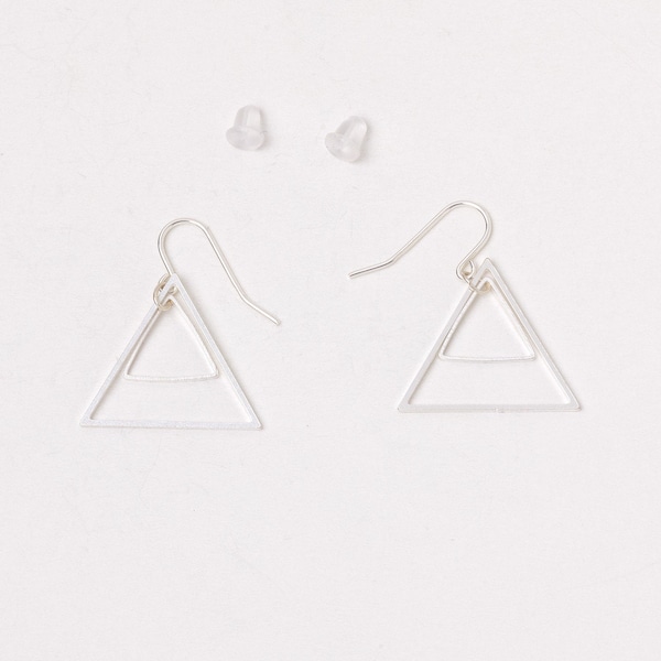 SALE A Pair of  Dangly Earrings Triangle Minimal Pendant Earrings Silver Minimal Jewelry