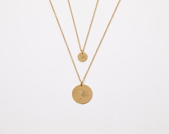 Golden  Disc Necklace Sterling Silver Disc Ring Circle Coin Golden Necklace