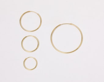 Golden waterproof Hoops M Earrings Golden or rosegolden Hoops Sterling Silver 925 Gold Plated Earrings