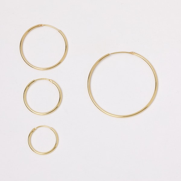 Golden waterproof Hoops M Earrings Golden or rosegolden Hoops Sterling Silver 925 Gold Plated Earrings