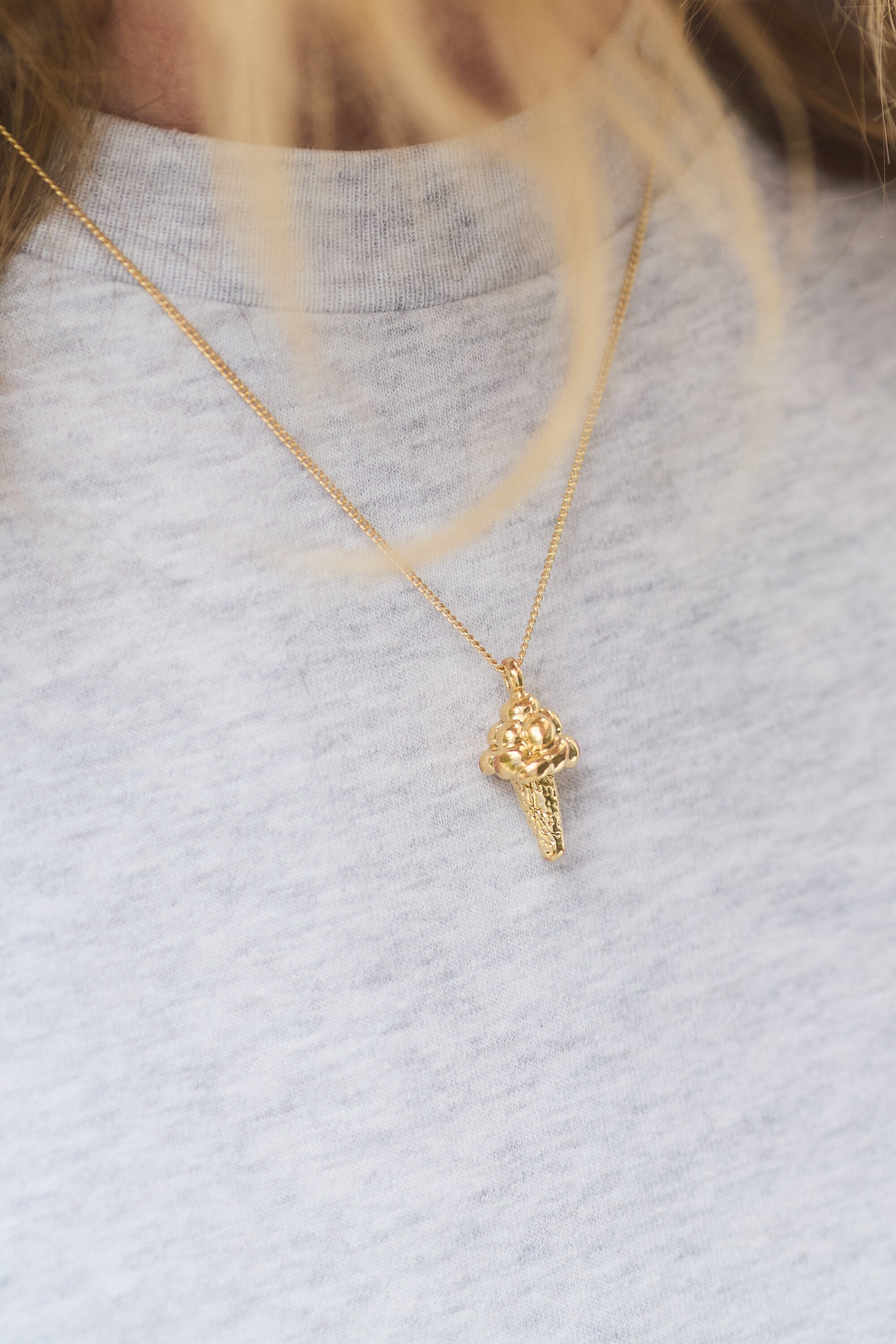 Gold Necklace With Ice Cream Summer Necklace Beach Summer Jewelry Golden Chain ICECREAM Necklace With an Ice Cream Ice Cream Soft Ice Cream Ice Cream Etsy UK