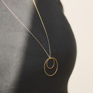 SALE Long Circle Minimal Necklace Geometrically Shaped Necklace Ring  or Golden Necklace Circle  Necklace Minimal Hoop Creolen