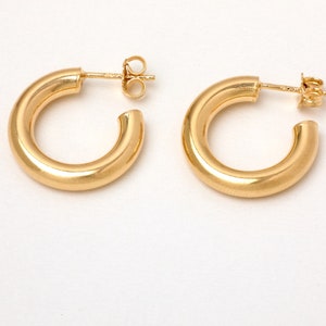 A Pair of Small Sterling Silver Hoops 17mm Earrings Golden Sterling Silver 925 Gold Plated Earrings image 8