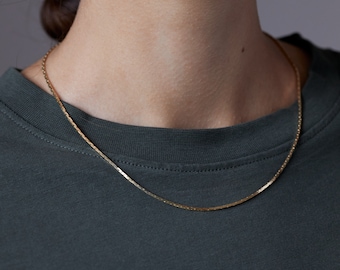 Golden simple Necklace Snake Chain Layer Look Golden Necklace Cobra chain