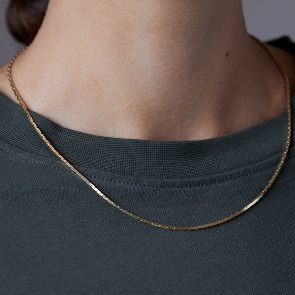 Schlichte Goldkette Halskette Kobrakette Goldkette  Halskette Collier 925er silber vergoldet