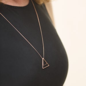 Lange Dreieckskette Doppel Dreieck  Kette Halskette Dreieck  Silberkette Oder Goldkette  Dreieckskette Minimal Lange Kette Silberkette