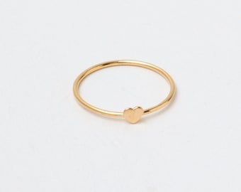 Stackable golden Ring Sterling Silver Ring Heart Ring Silver or  Gold Plated Stackable Ring