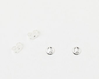 Mini Peace Ohrstecker Paar Dot Plättchenohrstecker Winzige Goldene Studs Friedenszeichen Boho Frieden