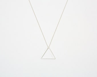 Long Golden Necklace With A Triangle Pendant Golden Or Silver Or Rosegolden Necklace Minimal Jewelry Necklace Triangle