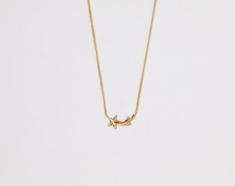 Golden Shooting Star Necklace Fine star necklace Gold Plated Necklace Star Necklace Starlet Jewelry Collier