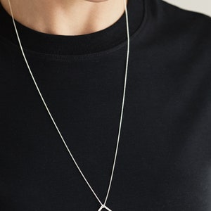 Long Diamond shaped golden Silver rosegolden Necklace Triangle Silver Necklace Minimal image 5
