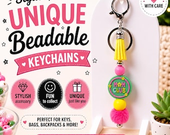 Beadable Mom Keychain | Cute Handmade Keychain | Beaded Purse Charm | Backpack Charm | Stylish Key Accessory | Great Gift Idea
