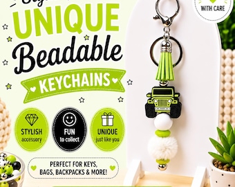 Beadable 4x4 Vehicle Keychain | Cute Handmade Keychain | Beaded Purse Charm | Backpack Charm | Stylish Key Accessory | Great Gift Idea