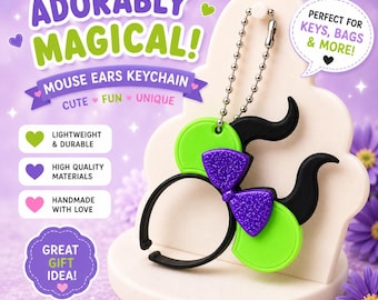 Princess Mouse Ear Keychain | 3D Printed Character Inspired Charm | Cute Gift for Theme Park Lovers