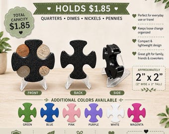 Organizador de monedas compacto de 4 ranuras / Bandeja para guardar monedas de bolsillo