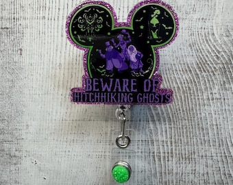 Mouse Ears Character Inspired Badge Reel | Glitter Retractable ID Holder | Cute Designs
