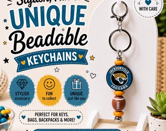 Beadable Sports Keychain | Cute Handmade Keychain | Beaded Purse Charm | Backpack Charm | Stylish Key Accessory | Great Gift Idea