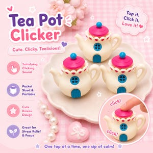 Cute Tea Pot Clickers | 3D Printed Fidget Toy | Sensory Clicker | Stress Relief Toy | Gift Idea