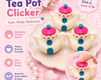 Cute Tea Pot Clickers | 3D Printed Fidget Toy | Sensory Clicker | Stress Relief Toy | Gift Idea