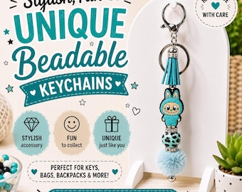 Beadable Kawaii Keychain | Cute Handmade Keychain | Beaded Purse Charm | Backpack Charm | Stylish Key Accessory | Great Gift Idea