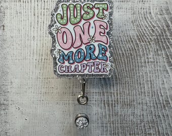 Book Lover Badge Reel | Glitter Acrylic Retractable ID Holder