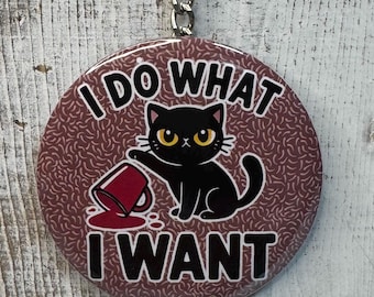 Funny Cat Keychains | Button Keychain