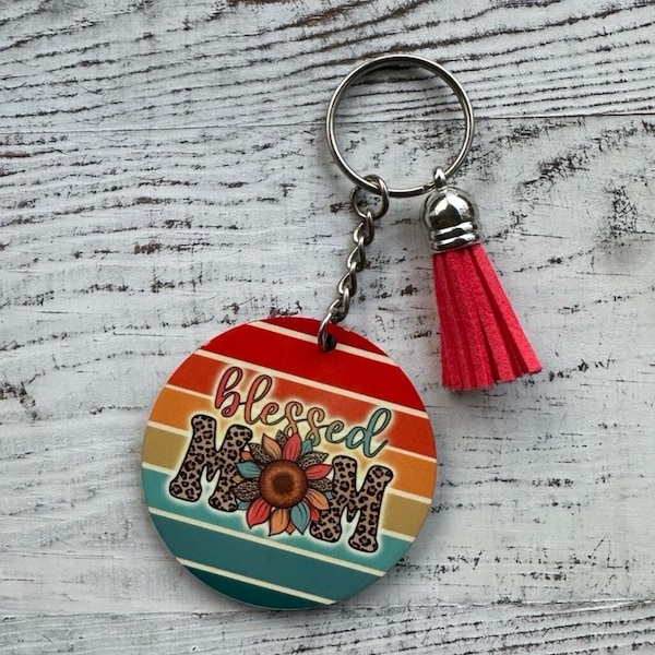 Blessed Mom Keychain