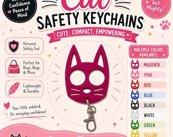 Cat Safety Keychain | Cute Self Defense Keychain | Personal Safety Tool | Lightweight Cat Keychain | Purse Charm | Gift for Women