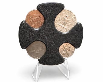 4-Slot Compact Coin Organizer Holder | Pocket Change Storage Tray