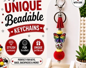 Beadable Butterfly Keychain | Cute Handmade Keychain | Beaded Purse Charm | Backpack Charm | Stylish Key Accessory | Great Gift Idea