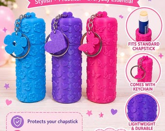 Llavero porta-bálsamo labial impreso en 3D / Soporte para bálsamo labial / Estuche de viaje / Soporte para bastoncillos de algodón, dinero y medicamentos / Lindo regalo